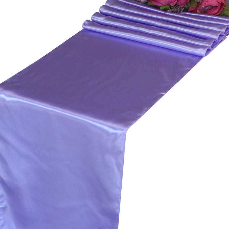 Welmatch Lavender Satin Table Runners - Welmatch 5 pcs Wedding Banquet Party Event Decoration Table Runners (Lavender, 5) - Image 1